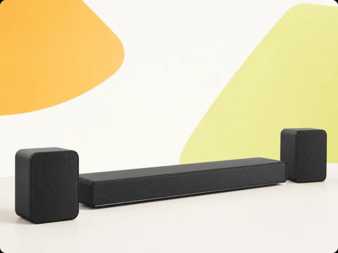 Professionele audio-oplossing met soundbar en speakers