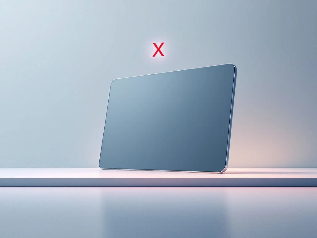 Digitaal interactief bord met rood ontkoppelingsymbool, geometrische lijnen op blauwe naar grijze achtergrond