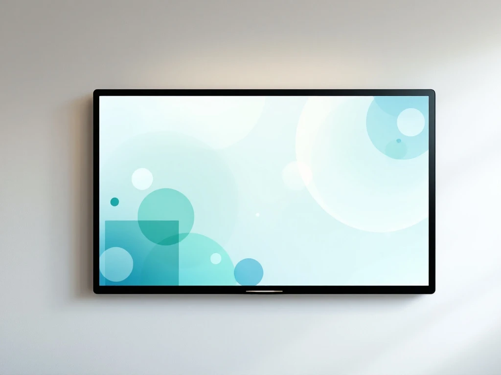 digitaal-interactief-whiteboard-onderwijs-technologie.jpg Digitaal interactief whiteboard met geometrische patronen in blauw en groen op witte muur in moderne klaslokaal