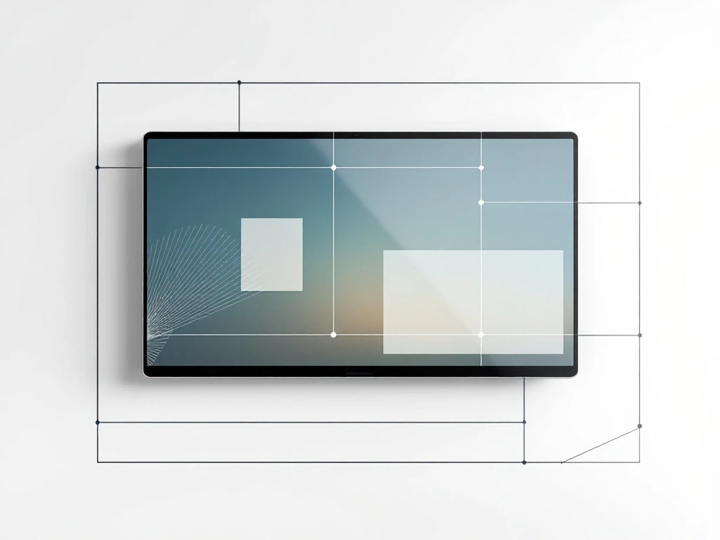 tablet-digitaal-whiteboard-draadloos-verbinding.jpg Moderne tablet en digitaal whiteboard verbonden via draadloze technologie, minimalistisch design in grijstinten met blauwe accenten