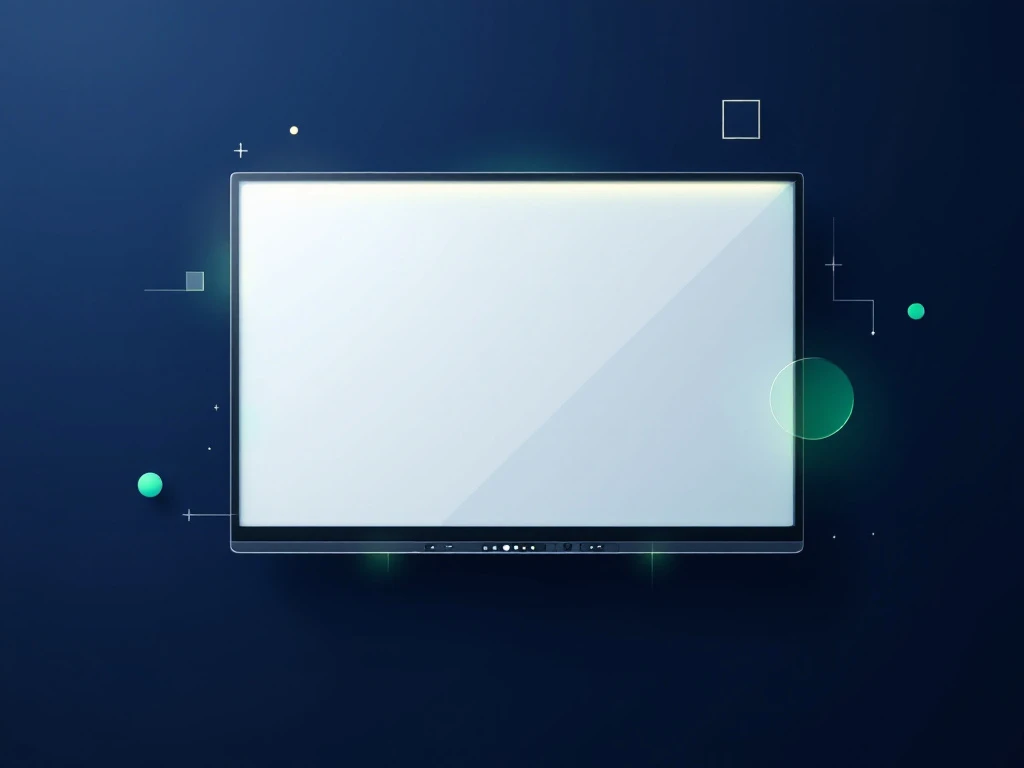 Interactief whiteboard met geometrische vormen en connectiviteitslijnen in navy, groen en wit voor digitaal leren