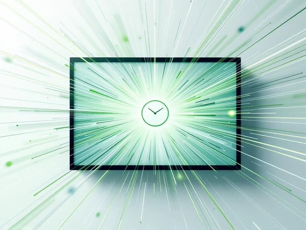 Gereviseerd interactief displaybord met groene en blauwe bewegingslijnen, klokicoon en leveringsroutes van bovenaf