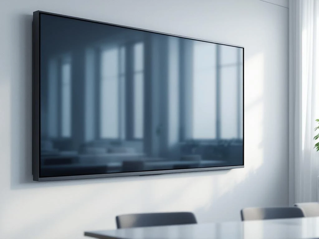 90-inch interactief touchscreen op wandmontage in moderne klaslokaal met minimalistische inrichting