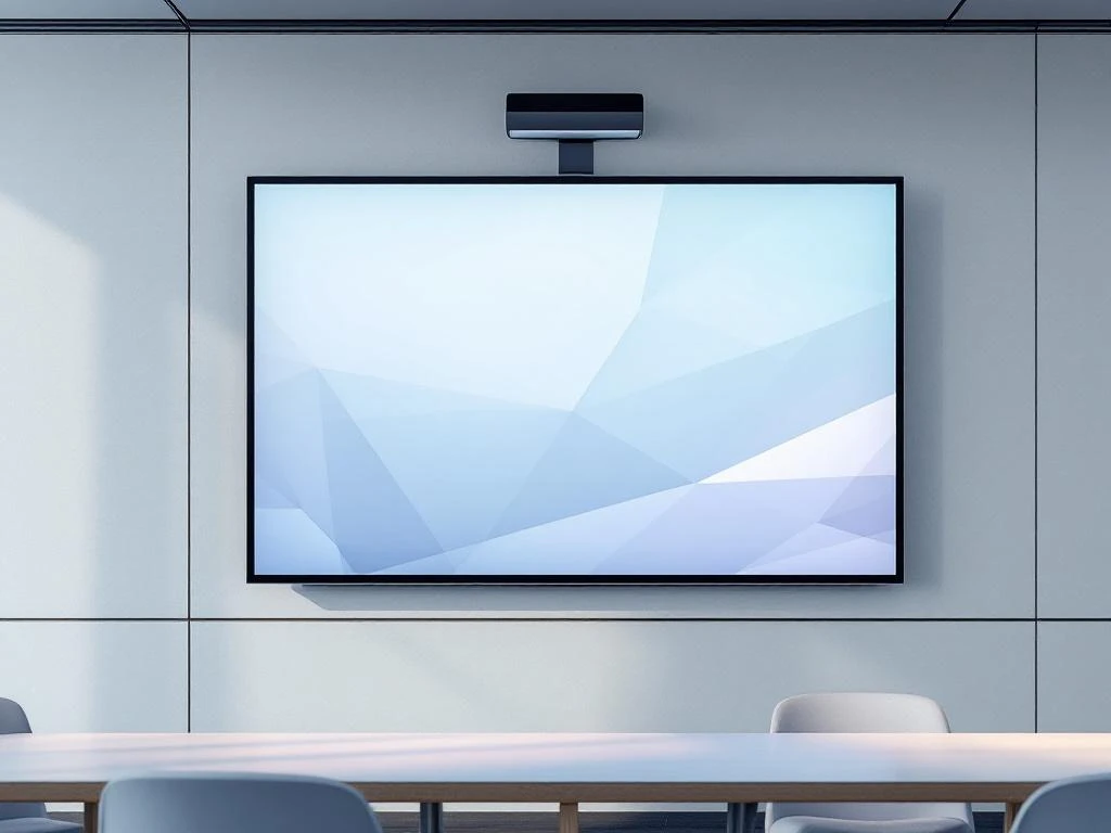 Grote 90-inch interactief touchscreen display op wandmontage in moderne klaslokaal met minimalistisch interface